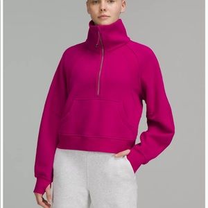 NWOT lululemon oversized scuba funnel neck half zip ripened raspberry M/L